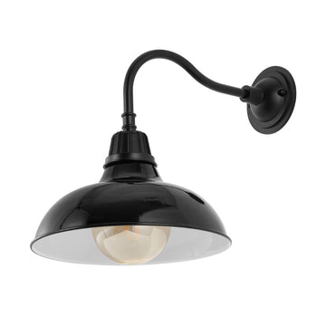 Aurora 12.25" Farmhouse Industrial Indoor/Outdoor Iron LED Gooseneck Arm Outdoor Sconce - JONATHAN Y